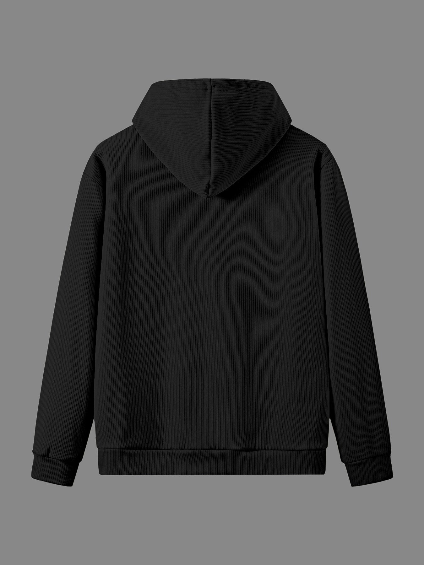 Paris-Inspired Men's Casual Hoodie with Drawstring & Pocket - Long Sleeve, Knit Pullover for Fall/Winter