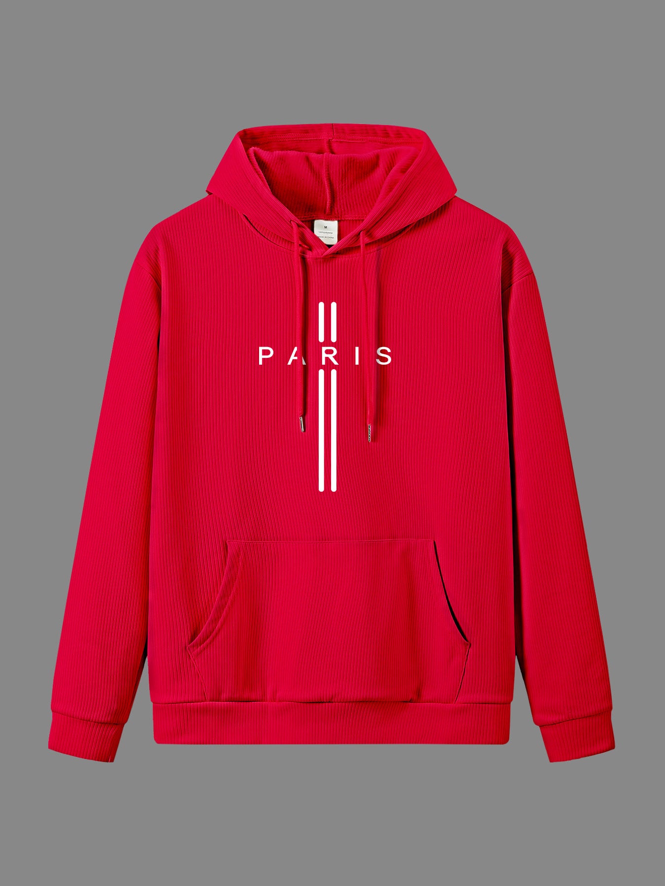 Paris-Inspired Men's Casual Hoodie with Drawstring & Pocket - Long Sleeve, Knit Pullover for Fall/Winter