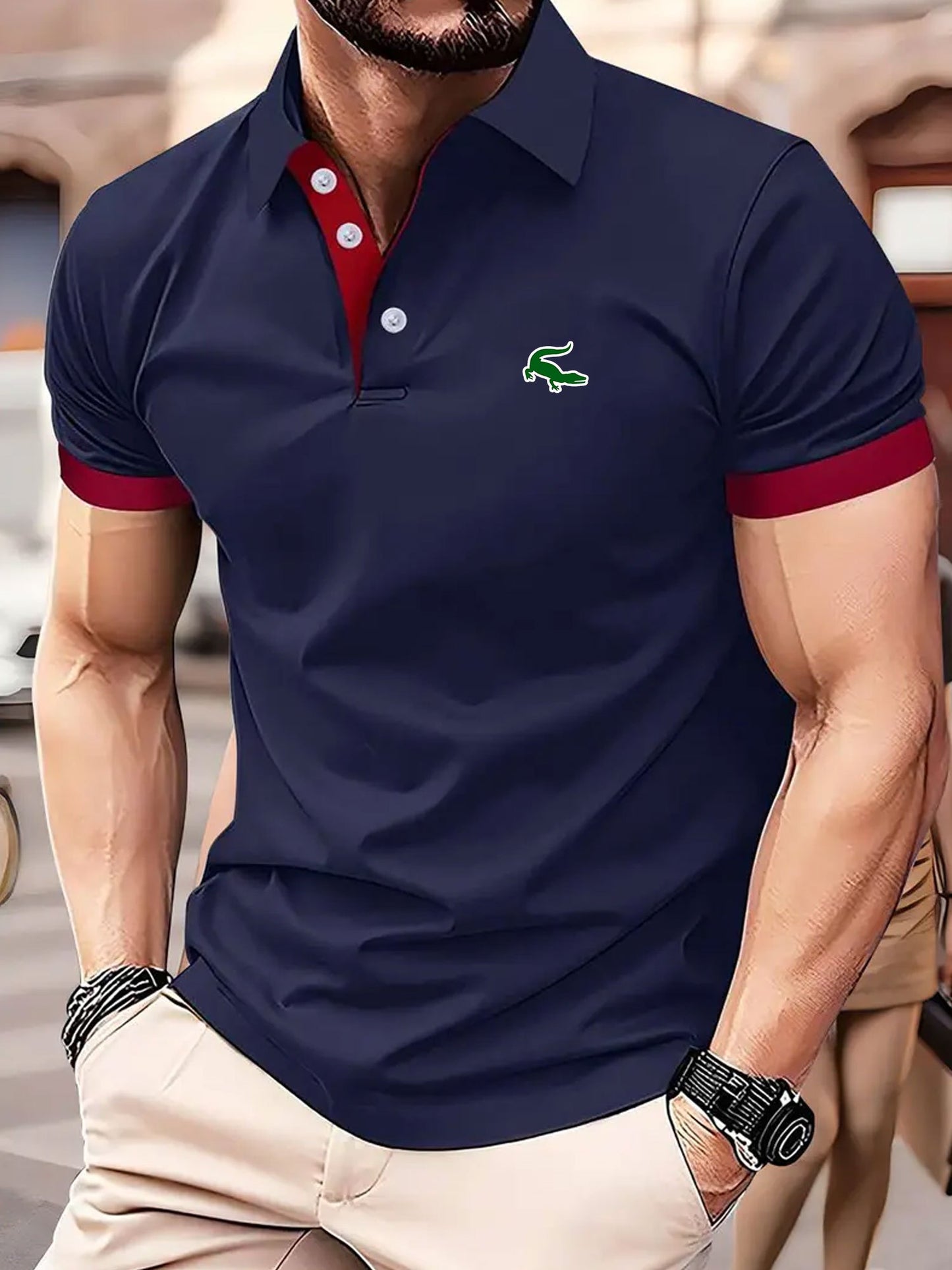 🐊 Men's Breathable Crocodile Print V-Neck Shirt ☀️