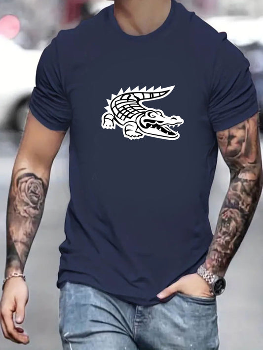 🌴 Men's Crocodile Pattern Print Short Sleeve T-Shirt 🐊