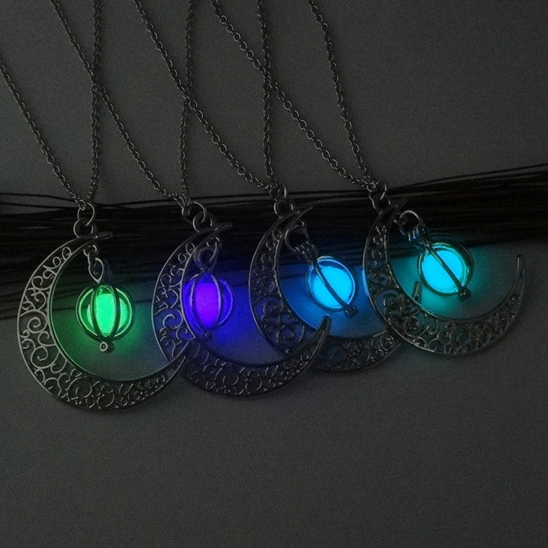 Lunar Glow Natural Stone Healing Necklace: Luminous Moon Pendant