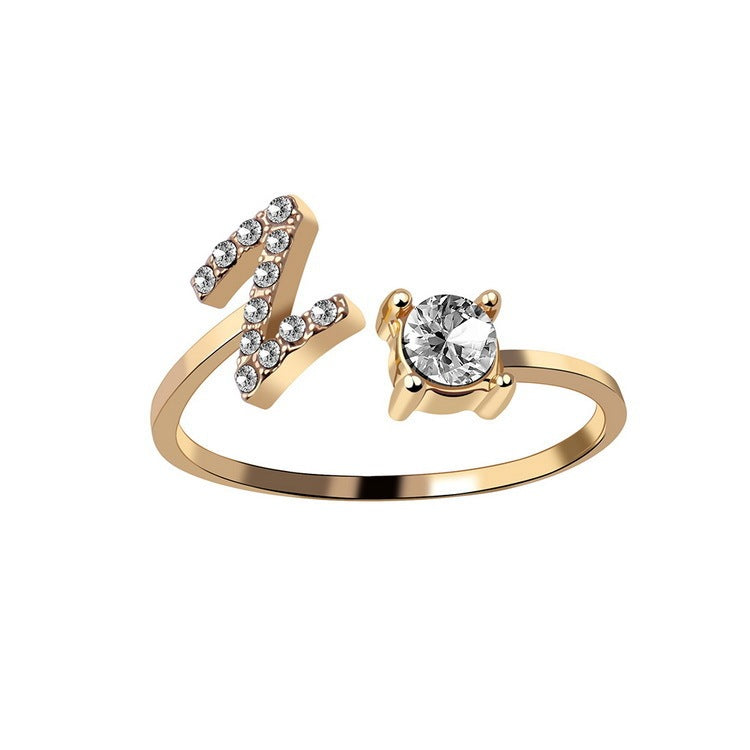 Elegance Initials Adjustable Ring: Fashion Jewelry