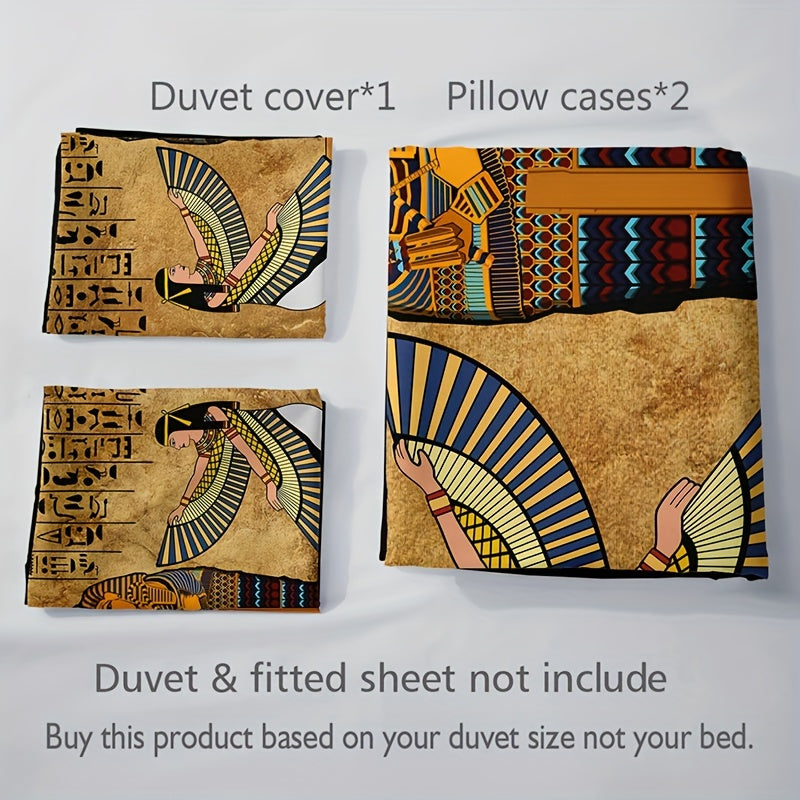 🌟 Pharaoh Dreams Bedding Set: Egyptian Art Duvet Cover Collection 🛏️