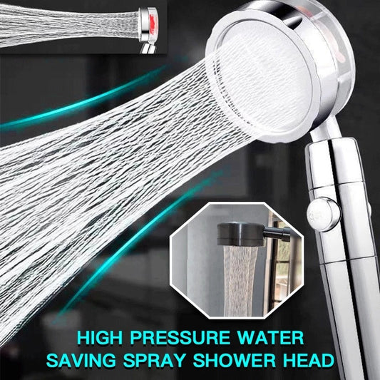 Turbo Flow Propeller Shower Head: High-Pressure Handheld Nozzle with Stop Button and Cotton Filter