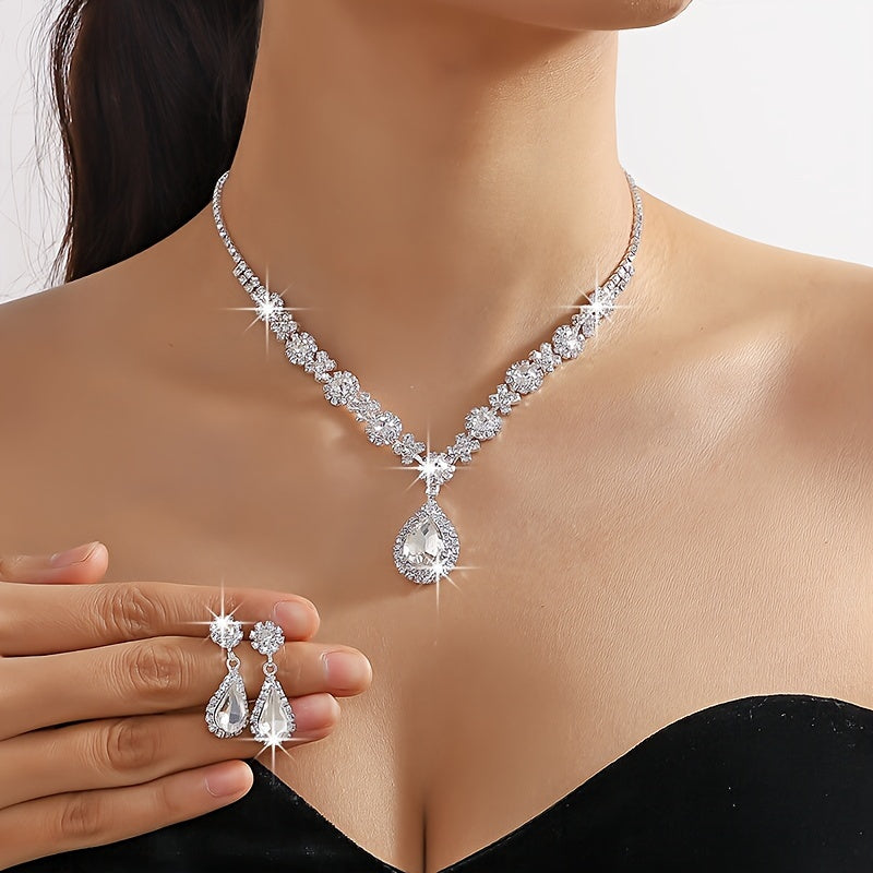 Elegant Waterdrop Rhinestone Jewelry Set 💎✨