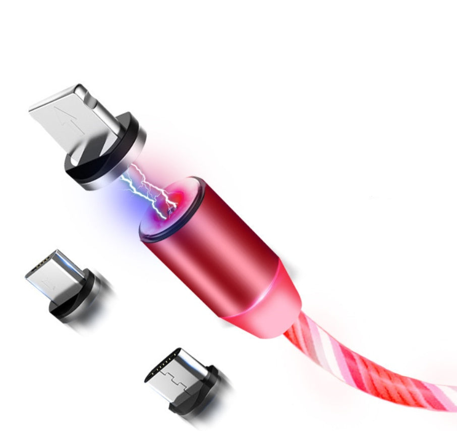 Flow Glow Magnetic Streamer Data Cable: Compatible with Apple, Android, and Type-C Devices