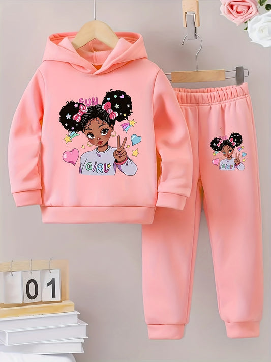 🌟 Cartoon Print Girl's Casual Wear Set – Soft & Breathable Spring/Summer Outfit 🌸