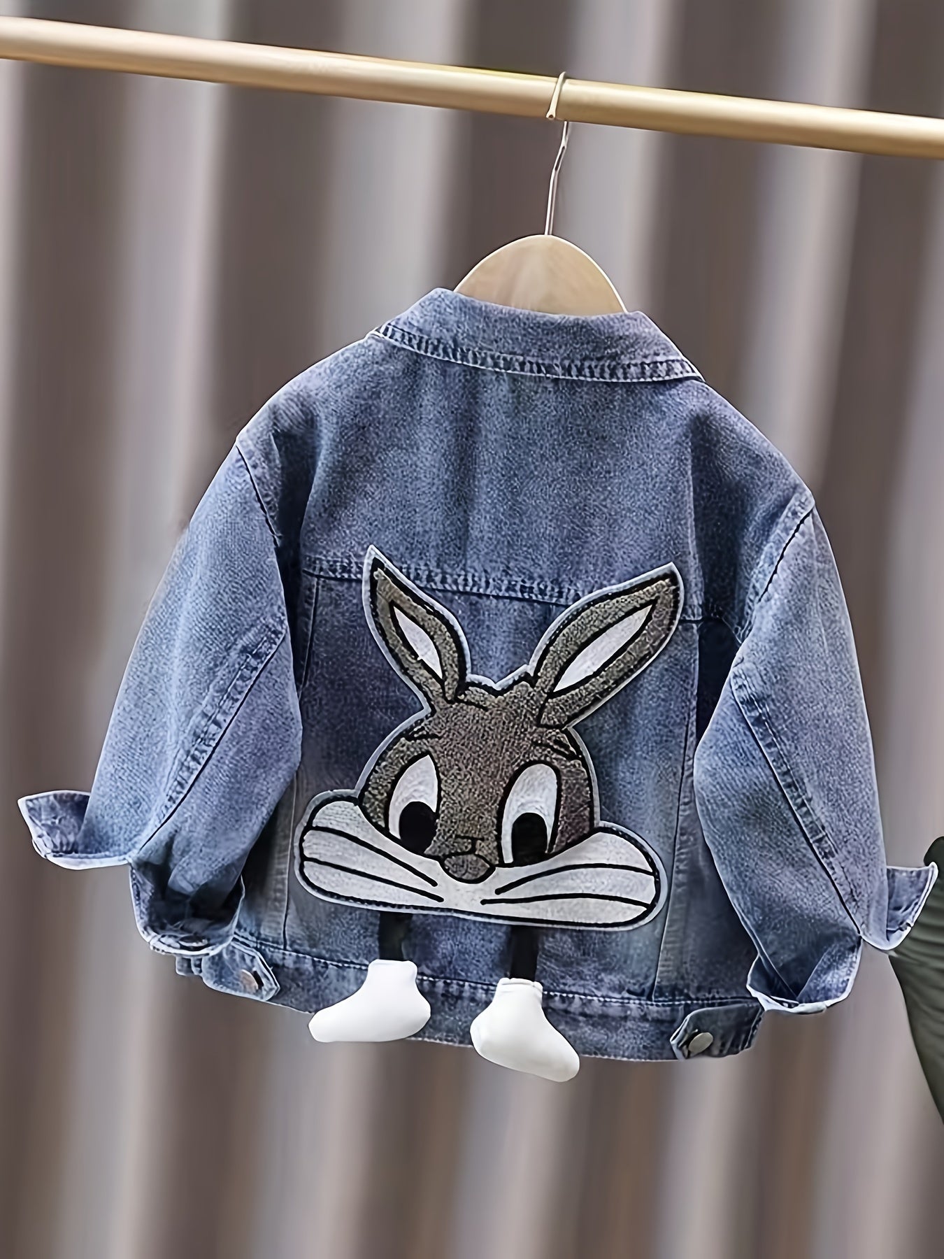 Girls Cartoon 3D Bunny Loose Fit Denim Jacket 🐰💖