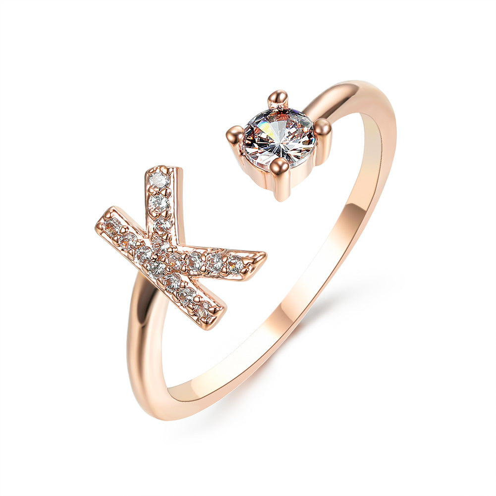 Elegance Initials Adjustable Ring: Fashion Jewelry