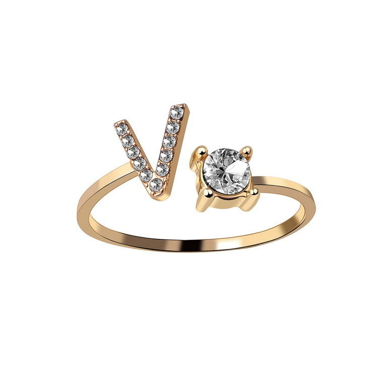 Elegance Initials Adjustable Ring: Fashion Jewelry