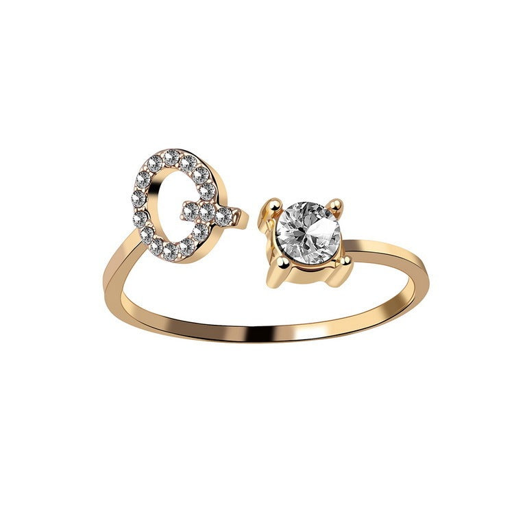 Elegance Initials Adjustable Ring: Fashion Jewelry