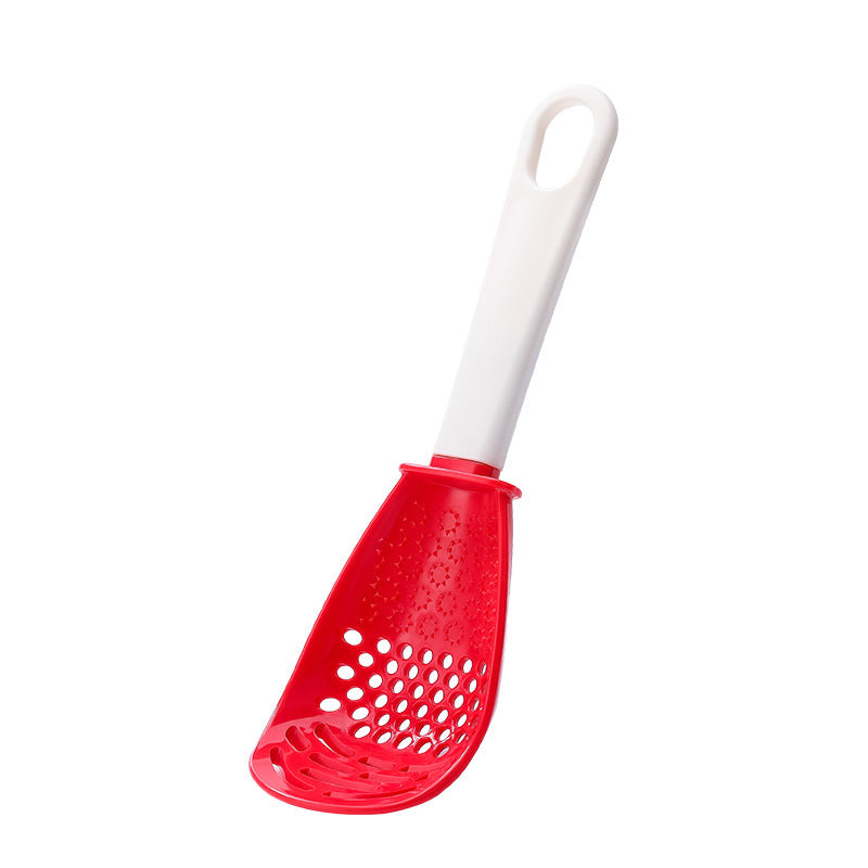 Grind & Drain Multifunctional Kitchen Tool: All-in-One Colander, Grinder, and Draining Spoon