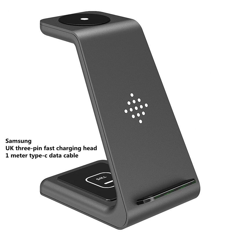 Quick Charge Trio: 3-in-1 Fast Charging Station with Wireless Charger Stand and Phone Holder