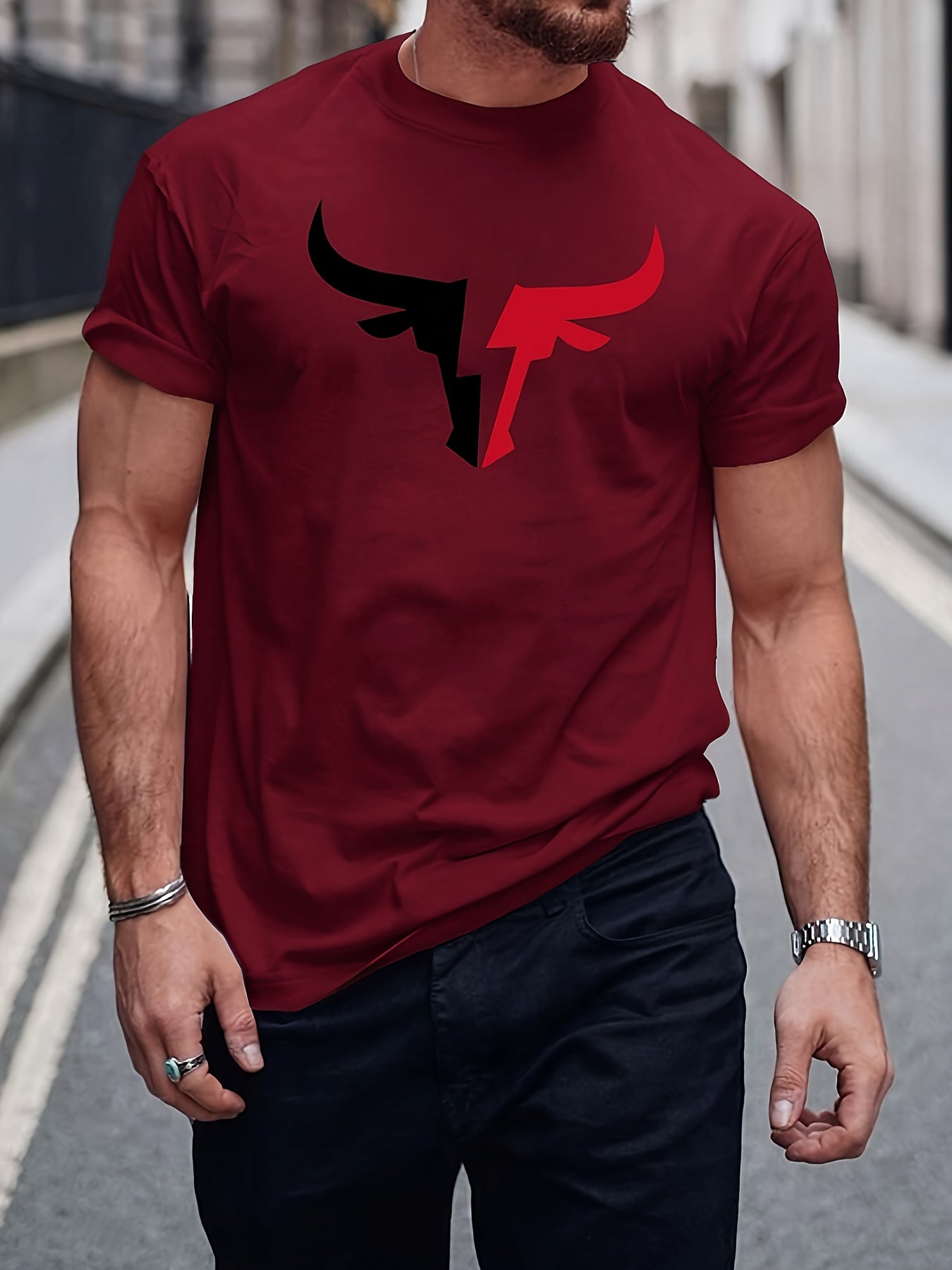 🐂 Men's 100% Cotton Bull Graphic Print T-shirt