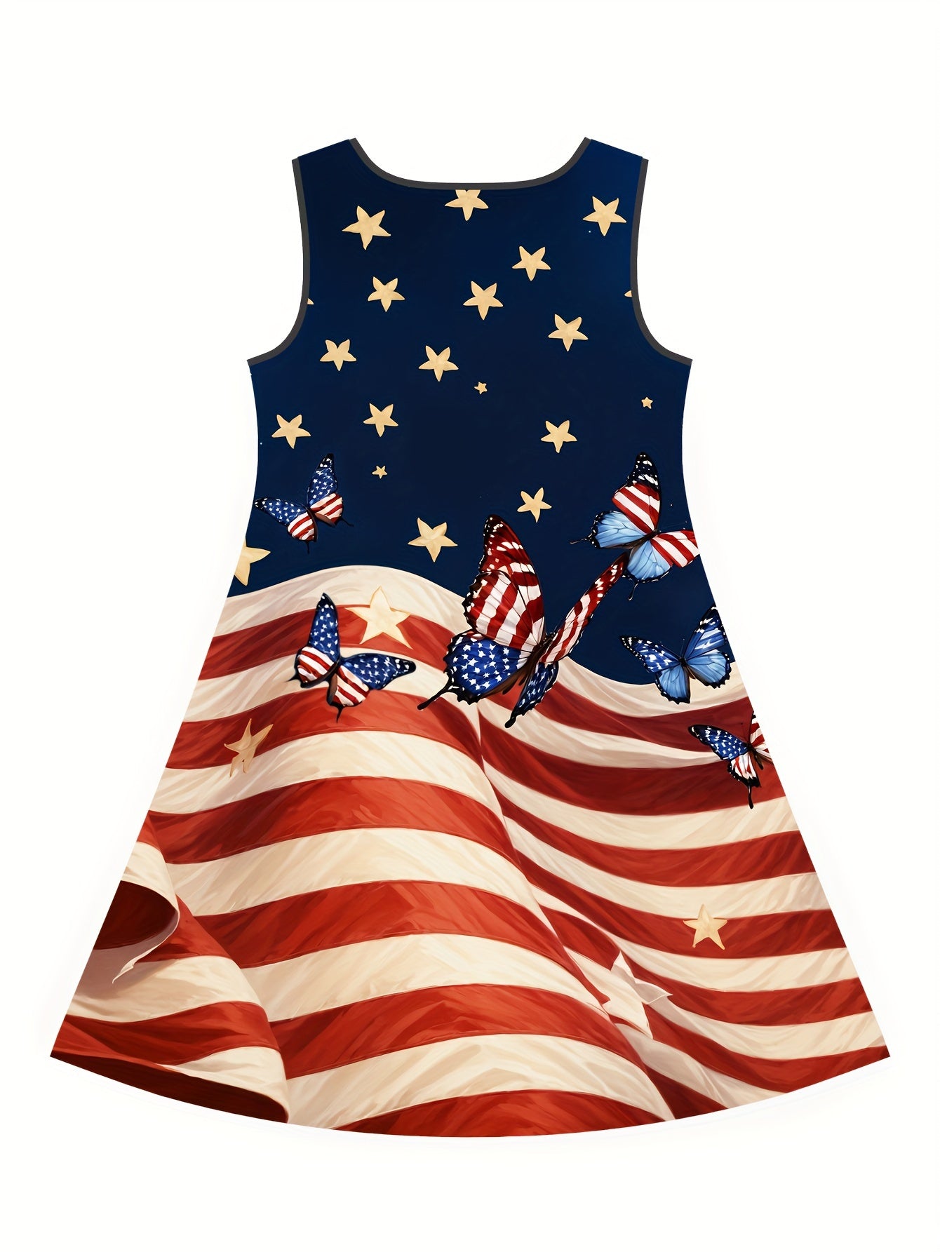 Stylish American Flag Butterfly Print Dress