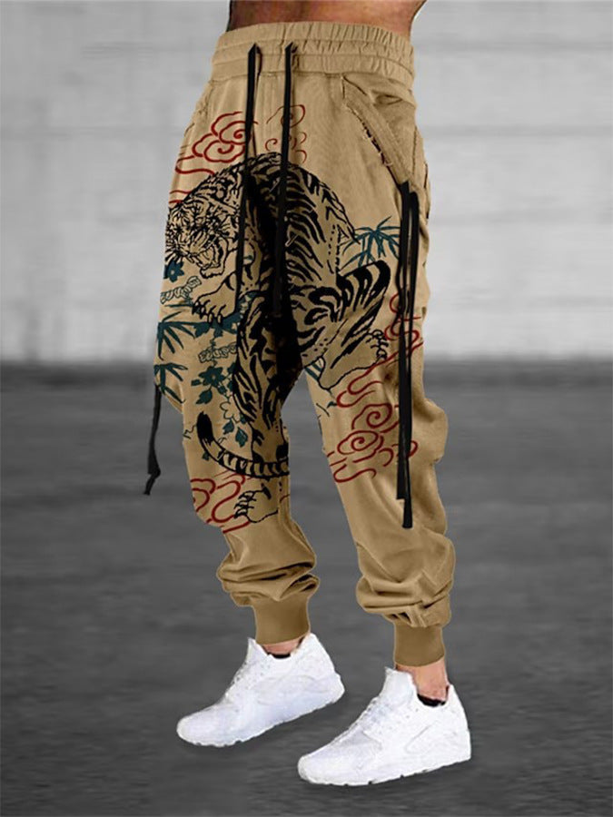 Cross-border Arrival Trousers 3D Printing Lanyard Elastic Waist Sports Jogger Pants