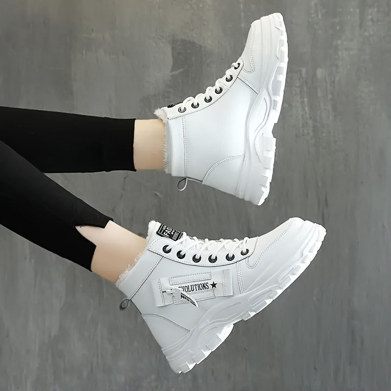 Women's Platform Sneakers - Casual Lace-Up Plush Lined Short Boots 👟❄️