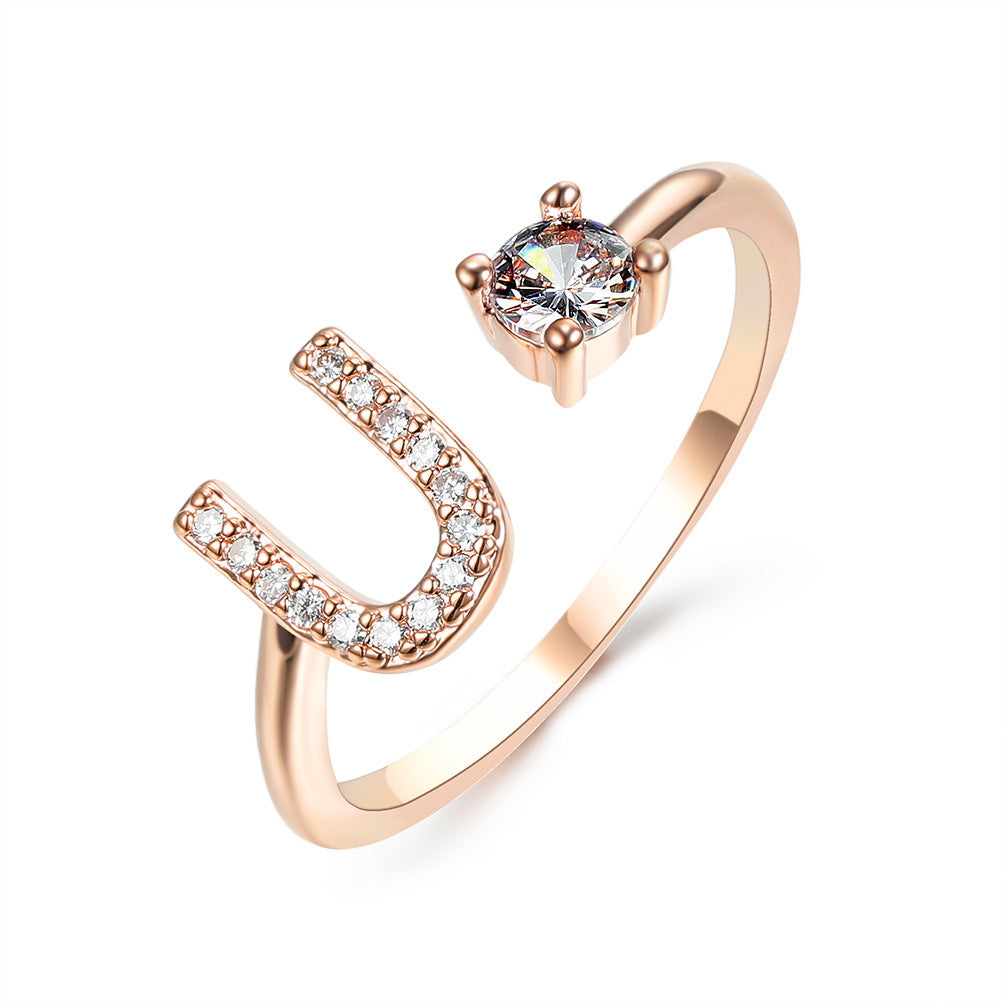 Elegance Initials Adjustable Ring: Fashion Jewelry