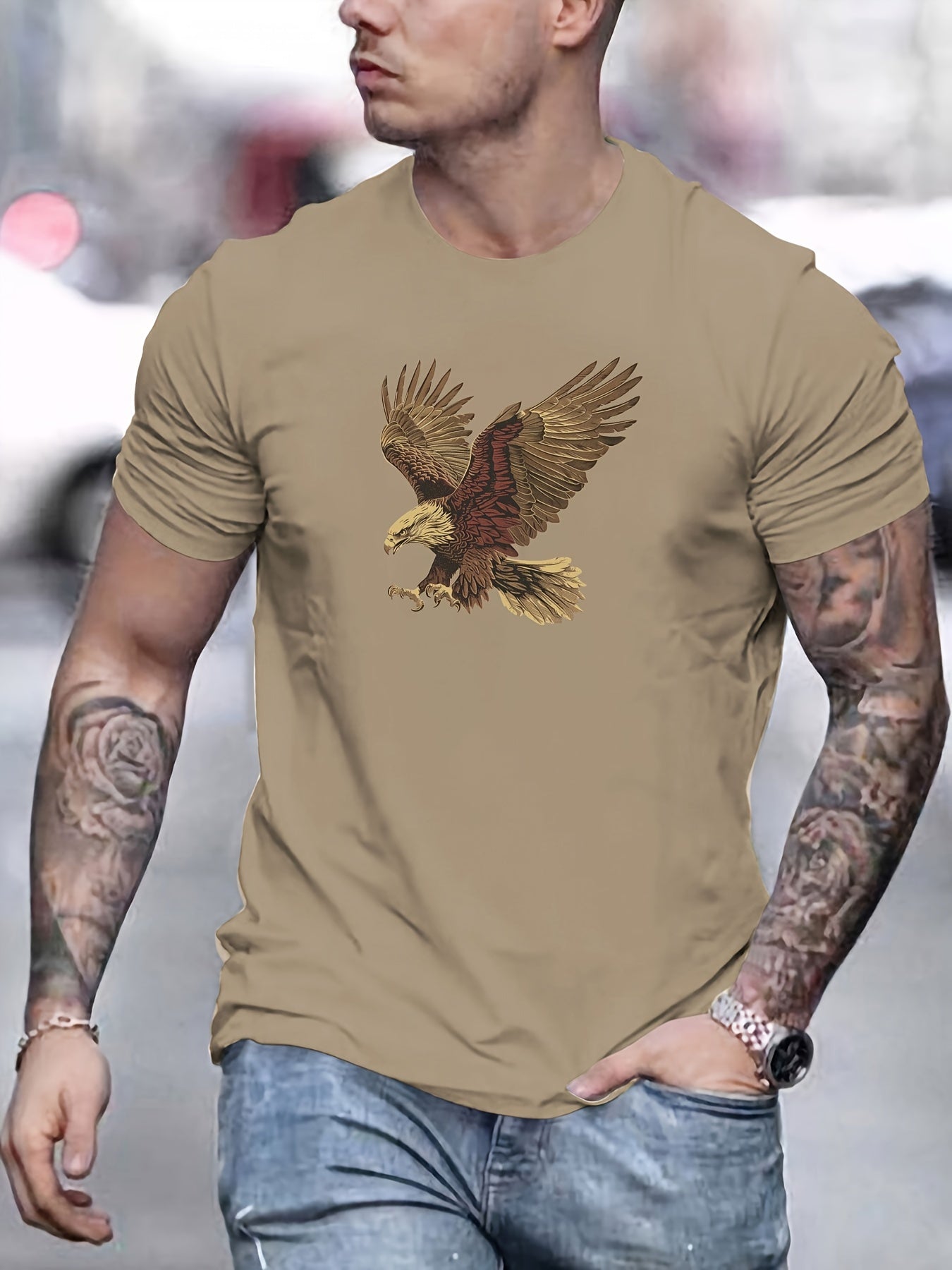 Men's Summer Bird Emblem Crew Neck T-Shirt 🕊️👕