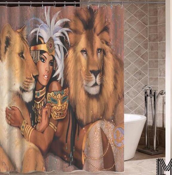 Urban Vibes Shower Curtain: Graffiti Art featuring Hip Hop African Girl and Modern Building Design