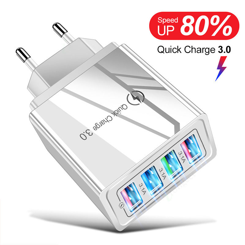 Swift Charge 4-Port USB Wall Charger: Quick Charge 3.0 Adapter