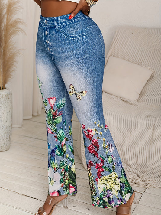 Blossom Flare™ Faux Denim Pants 🌸👖