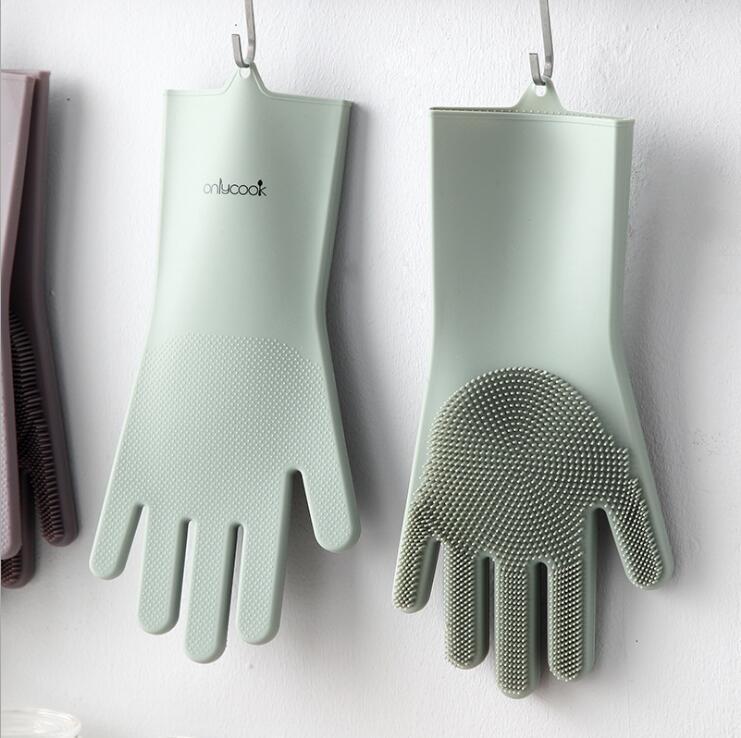 Thick silicone dishwashing gloves