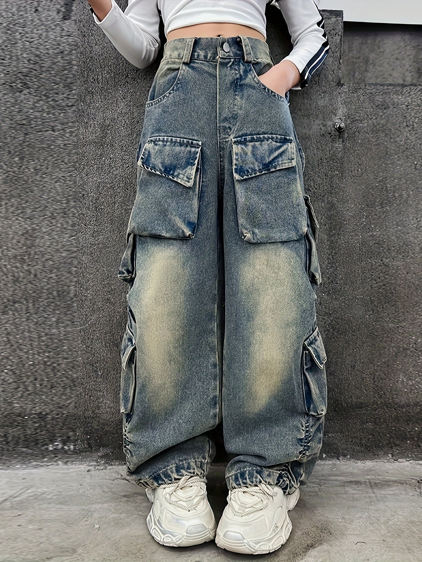 Girls' Fashion Cargo Denim Jeans 👖✨