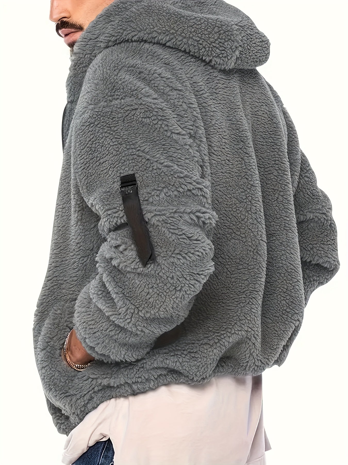 ❄️ Solid Fluffy Polar Fleece Hoodie Jacket for Men ❄️