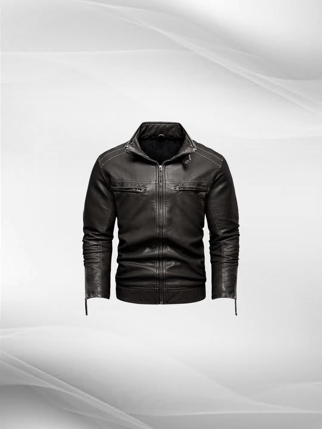 🧥 Men's Casual Retro PU Leather Jacket - Chic Stand Collar Zip-Up Biker Jacket 🏍️