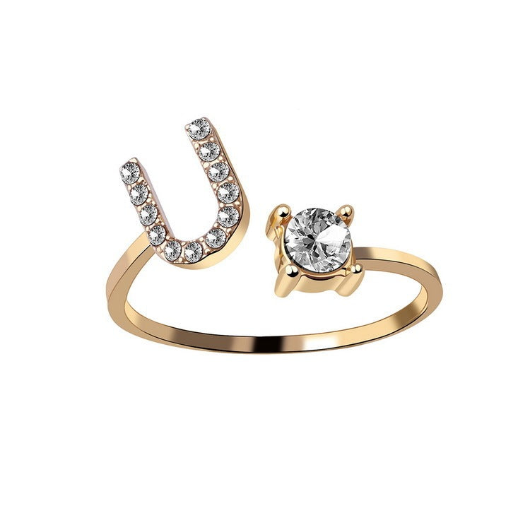 Elegance Initials Adjustable Ring: Fashion Jewelry