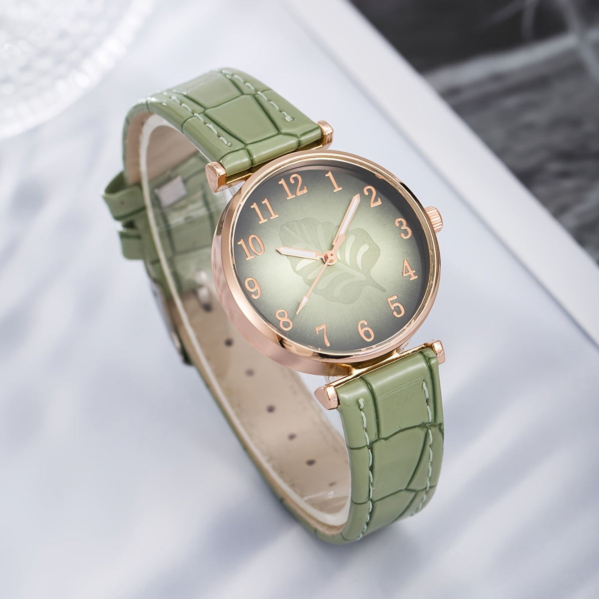 Casual Leaf Fashion Quartz Watch & Jewelry Set 🍃⏰