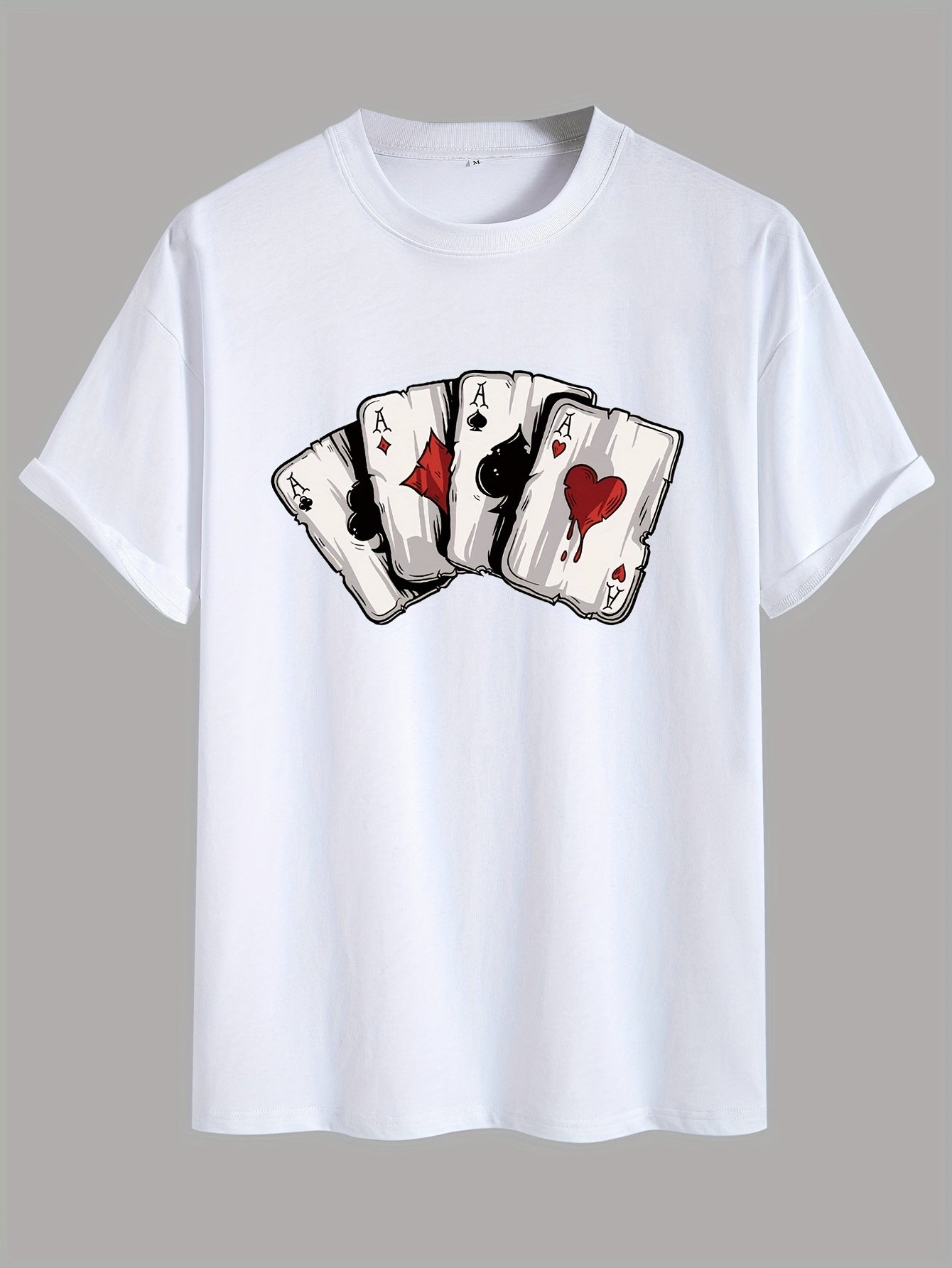 ♠️ Men's 100% Cotton Loose Poker Graphic Print T-shirt