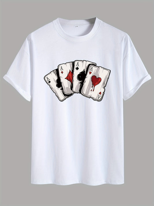 ♠️ Men's 100% Cotton Loose Poker Graphic Print T-shirt