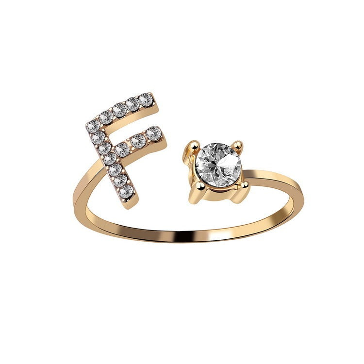 Elegance Initials Adjustable Ring: Fashion Jewelry