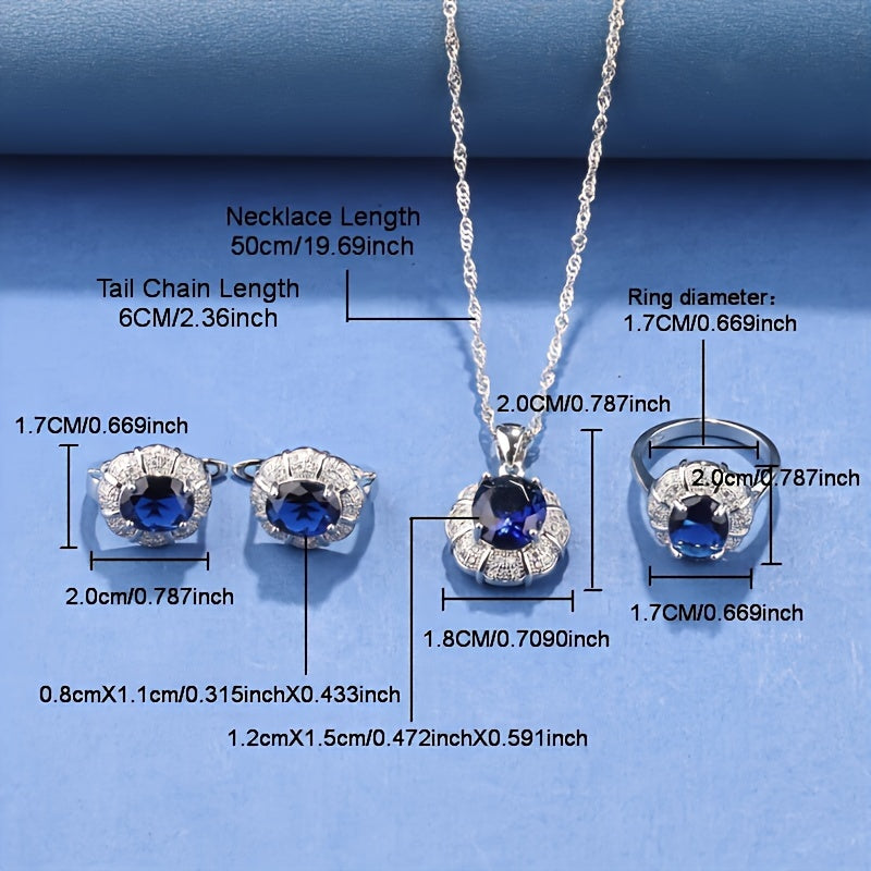 ✨ Classic Glamour 5-Piece Jewelry Set – Silvery Plated with Cubic Zirconia 💎