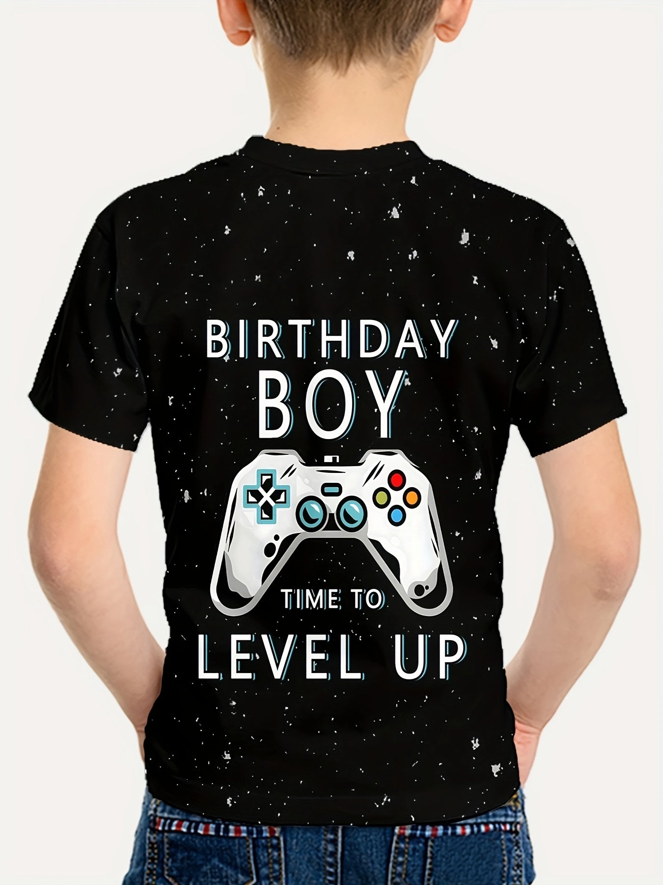 🎮 Birthday Boy Gamepad Print T-Shirt – Cool & Casual Short Sleeve Tee for All Seasons 🎂