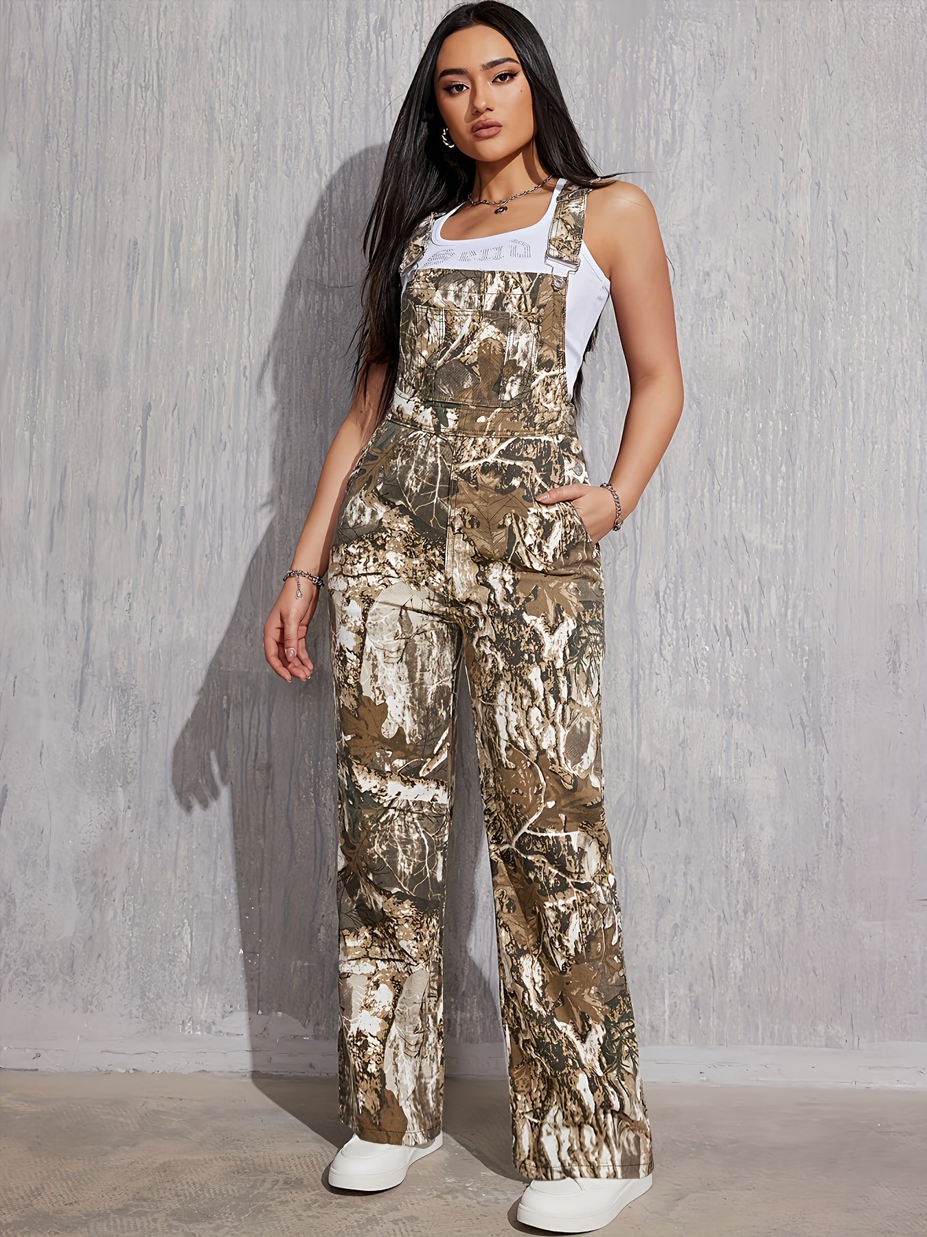 🌟 Women's Camouflage Print Denim Overalls