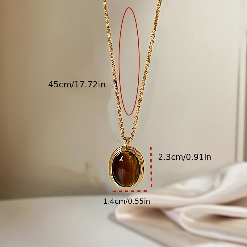 🐅 Tiger’s Eye Elegance Necklace – Natural Stone Collection ✨