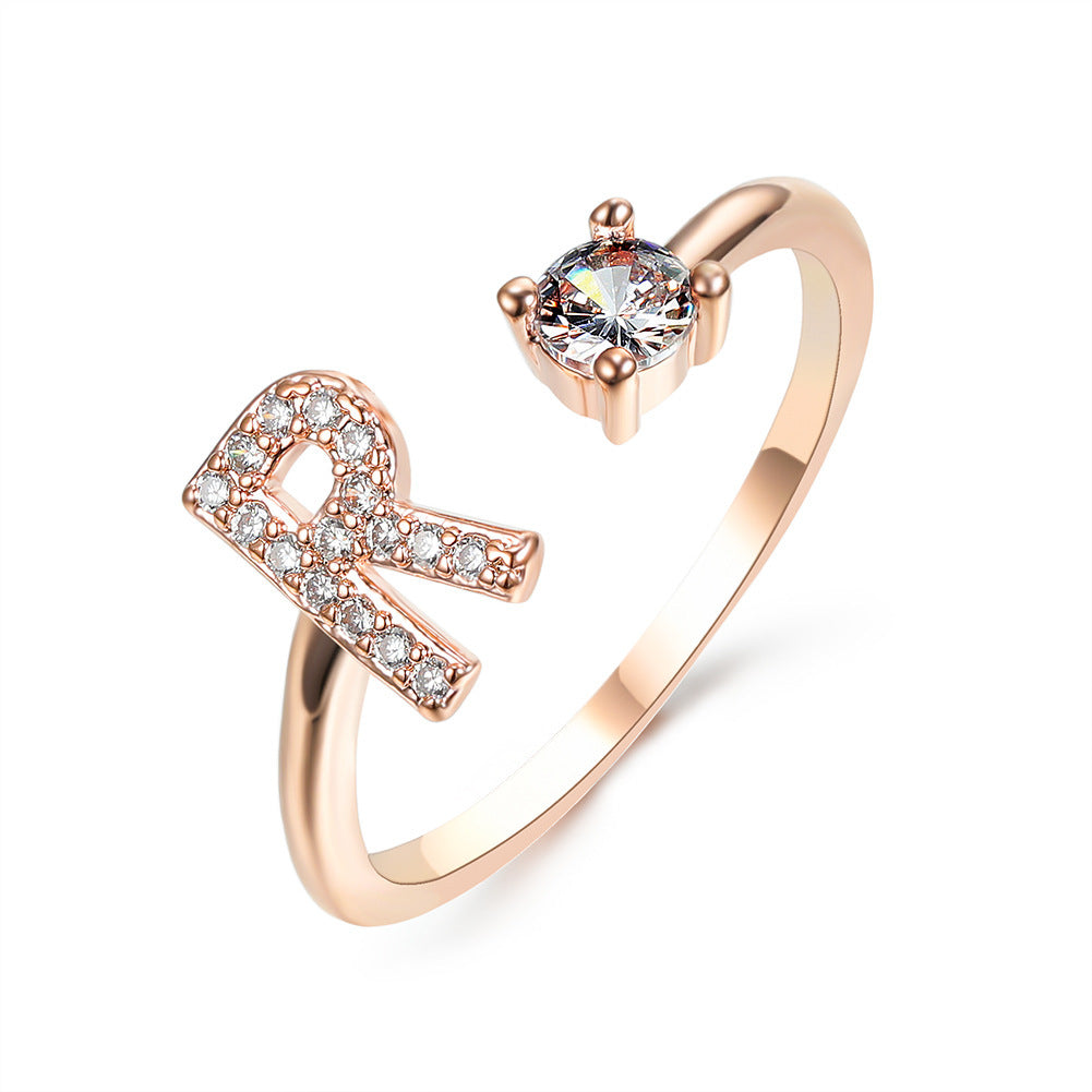 Elegance Initials Adjustable Ring: Fashion Jewelry