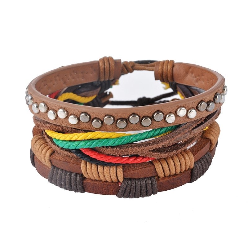 Retro Punk Wrap Bracelet: Multilayer Beaded Leather Bracelet for Men and Women, Vintage Punk Jewelry