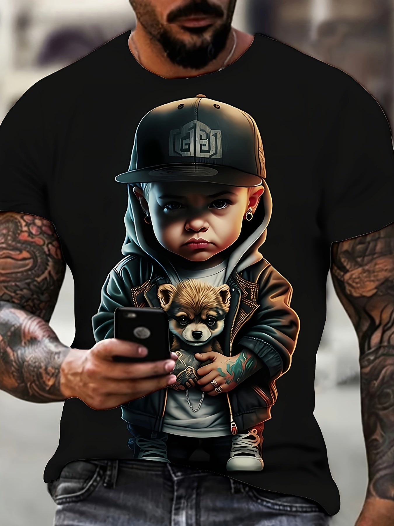 3D Digital Cool Male Figure With Cap Pattern T-Shirt