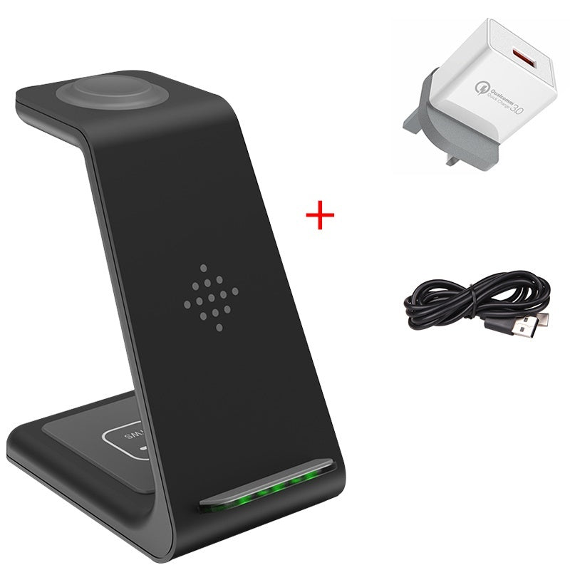 Quick Charge Trio: 3-in-1 Fast Charging Station with Wireless Charger Stand and Phone Holder