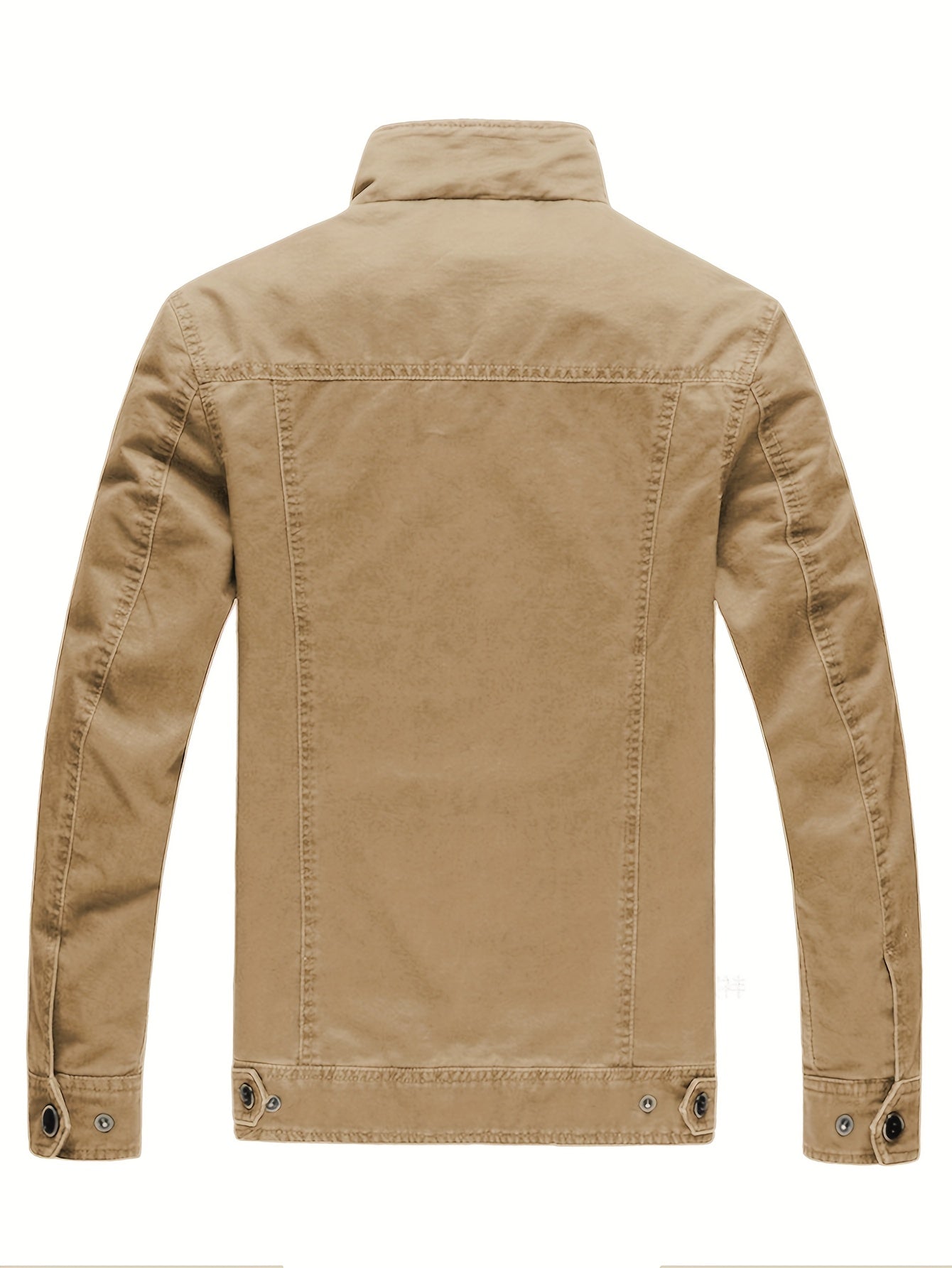 🏍️ Fashionable Design Men's Pure Cotton Long Sleeve Zip-Up Motorcycle Jacket - Stand Collar & Flap Pockets 🌟