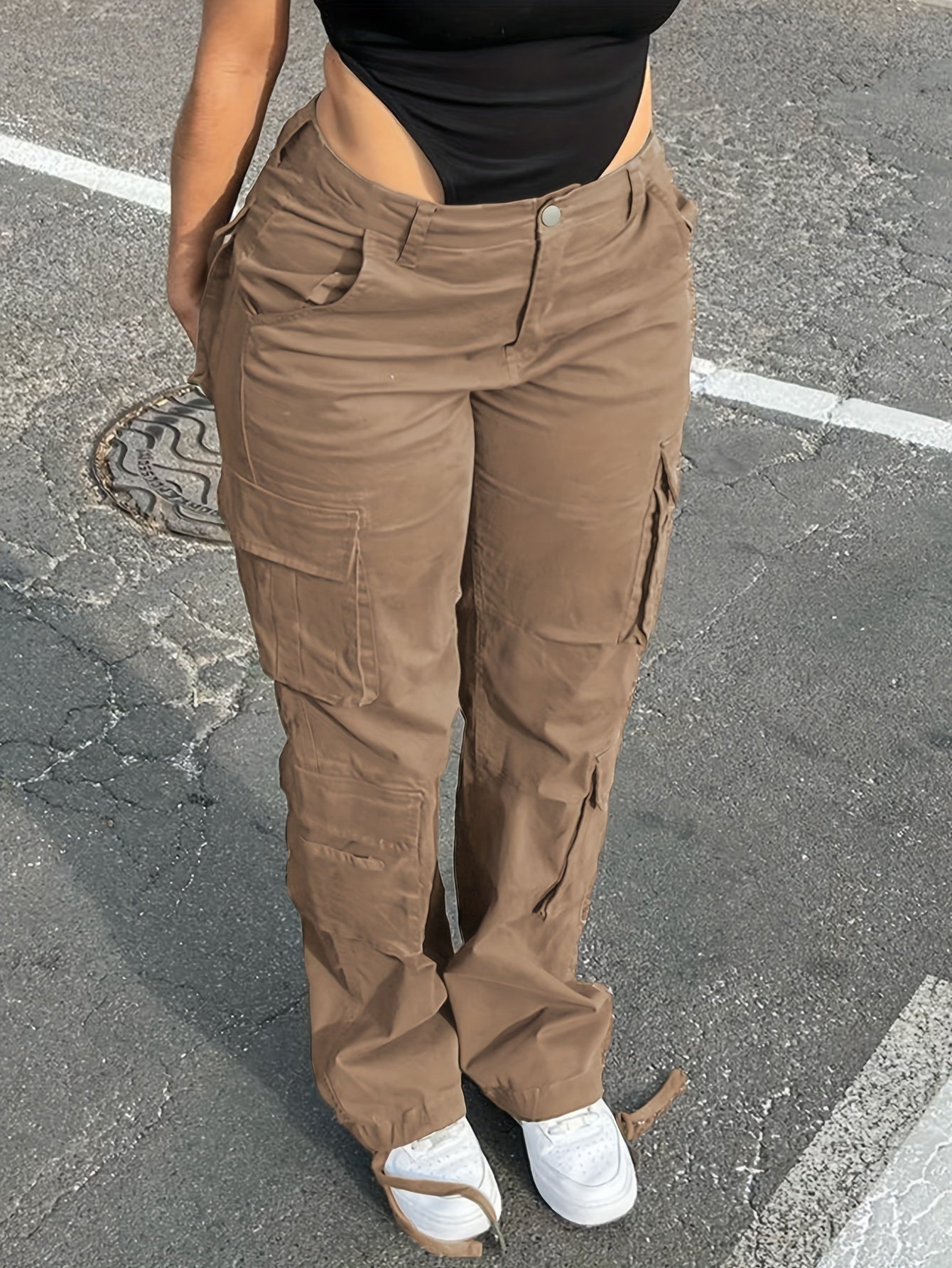 Flap Pockets Baggy Cargo Pants