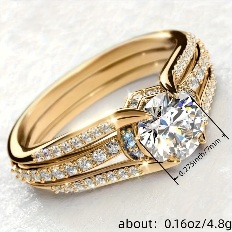 Elegant 18K Gold Plated Zirconia Promise Ring 💍✨