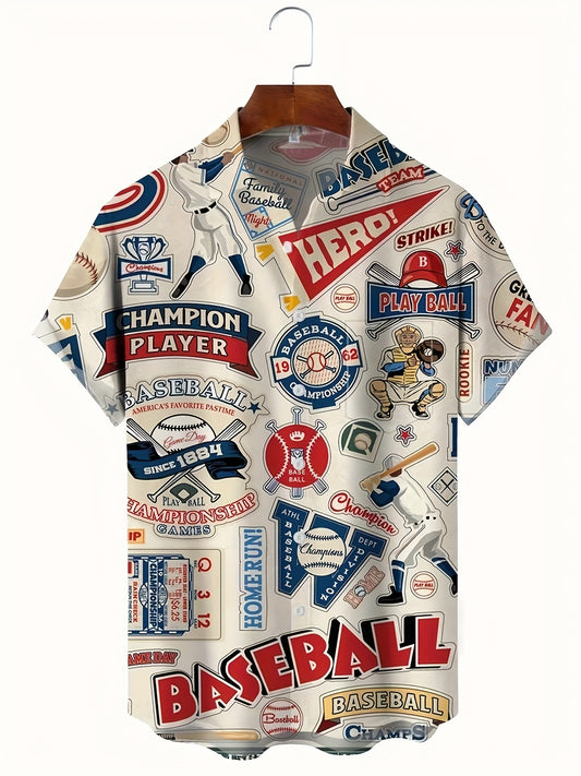 Retro Baseball Comic Print Shirt