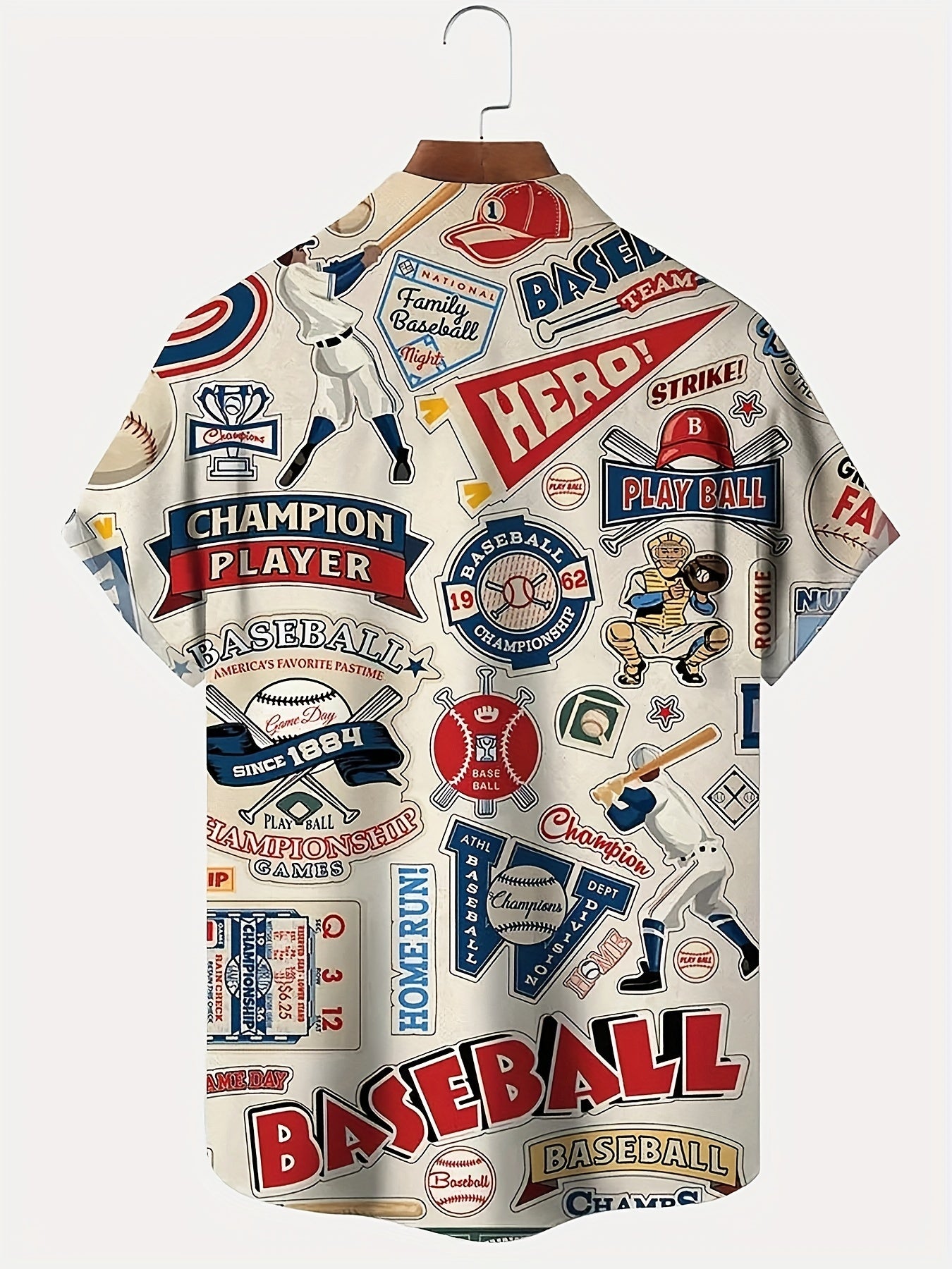 Retro Baseball Comic Print Shirt