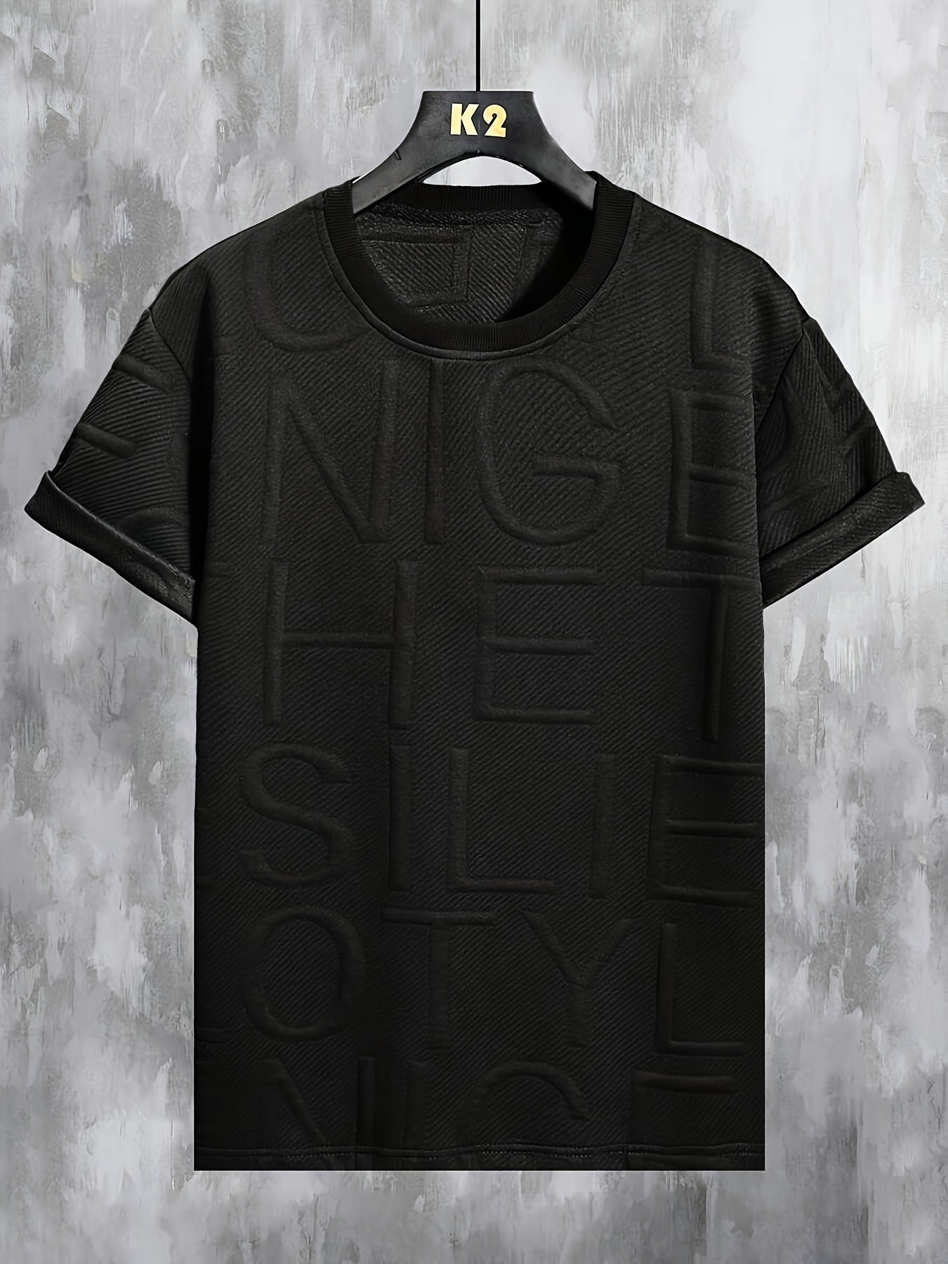 👕 Trendy Letter Pattern Textured Knit Men's T-Shirt 🌟