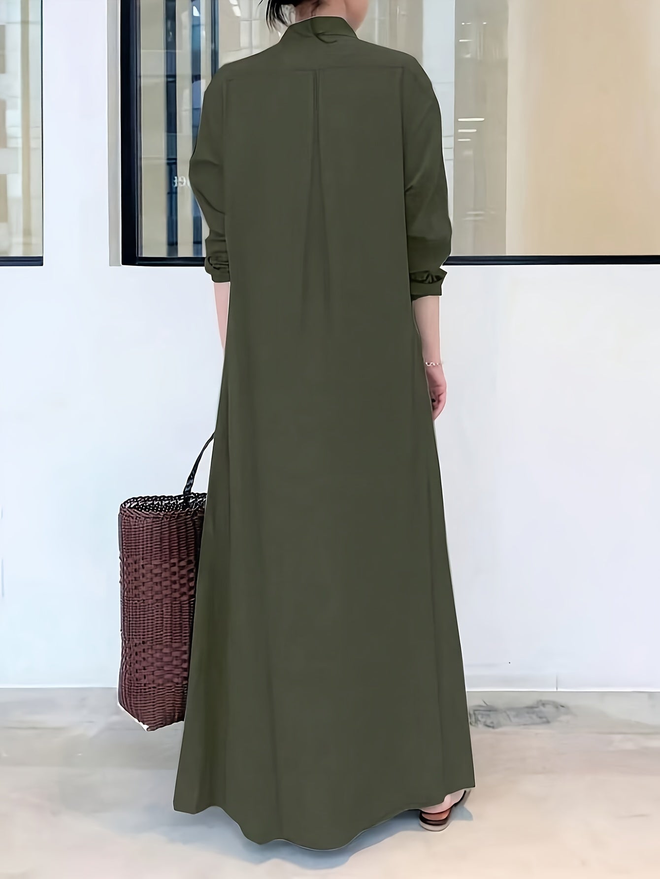 🌟 Solid Color Single Breasted Maxi Dress